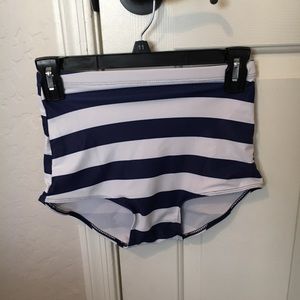Navy blue and white striped highwaisted bottoms